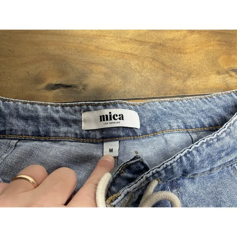 Mica Denim Cargo Jeans Womens Medium Blue Stone Washed Baggy Jogger Ankle Skater - Picture 5 of 10